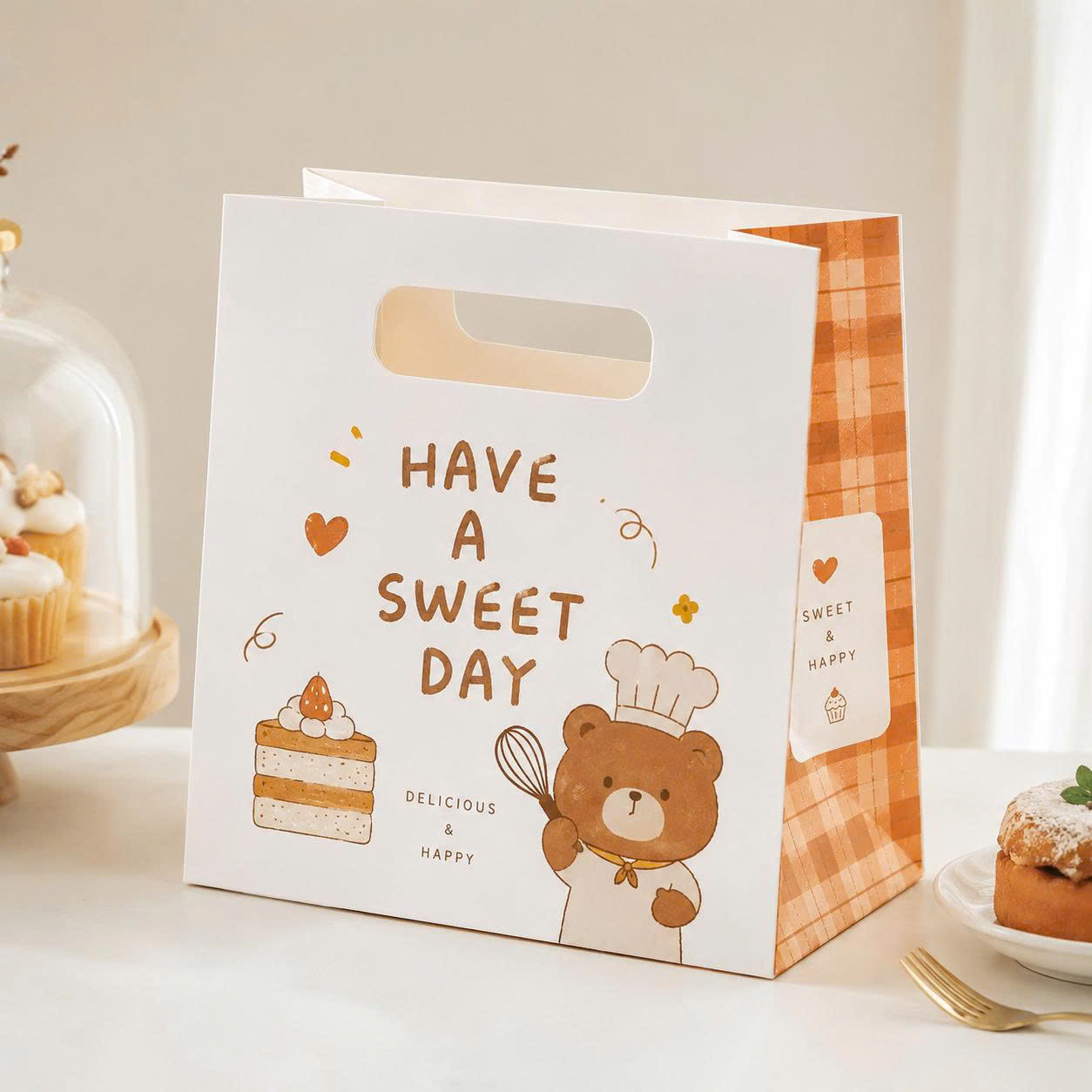 in túi giấy đựng bánh ngọt