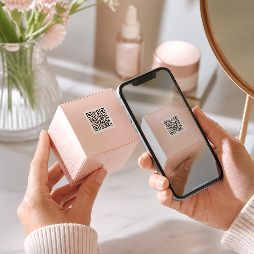 Bao bì mỹ phẩm giấy tích hợp mã QR cho tương tác di động