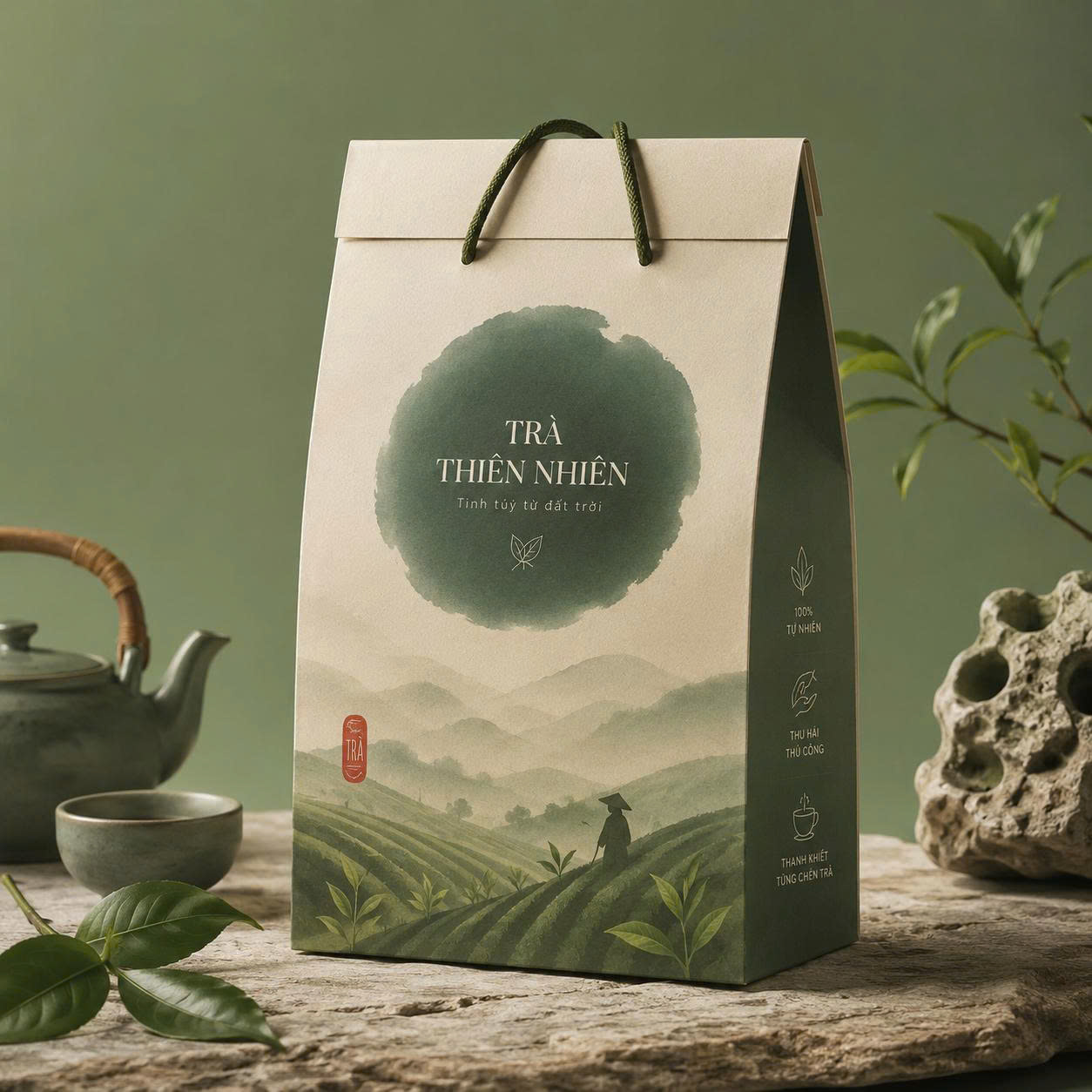 in túi giấy đựng trà