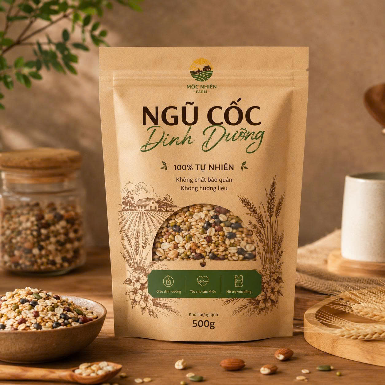 túi giấy kraft đựng ngũ cốc