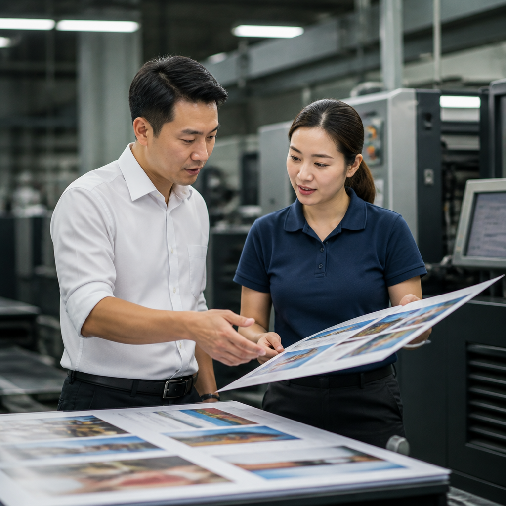 Đánh giá quy trình sản xuất và chất lượng in tại xưởng.