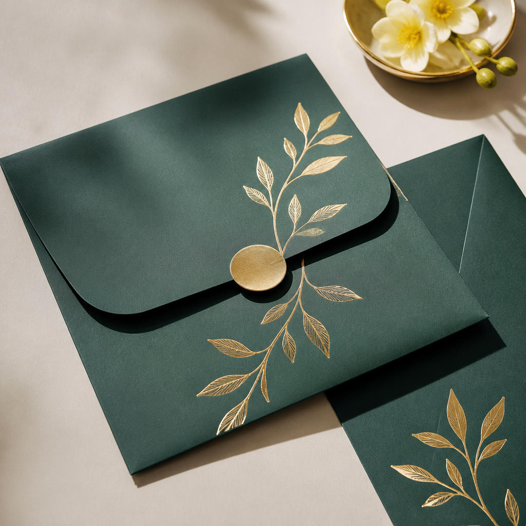 Thiết kế túi giấy cứng ép kim với logo tối giản và sang trọng