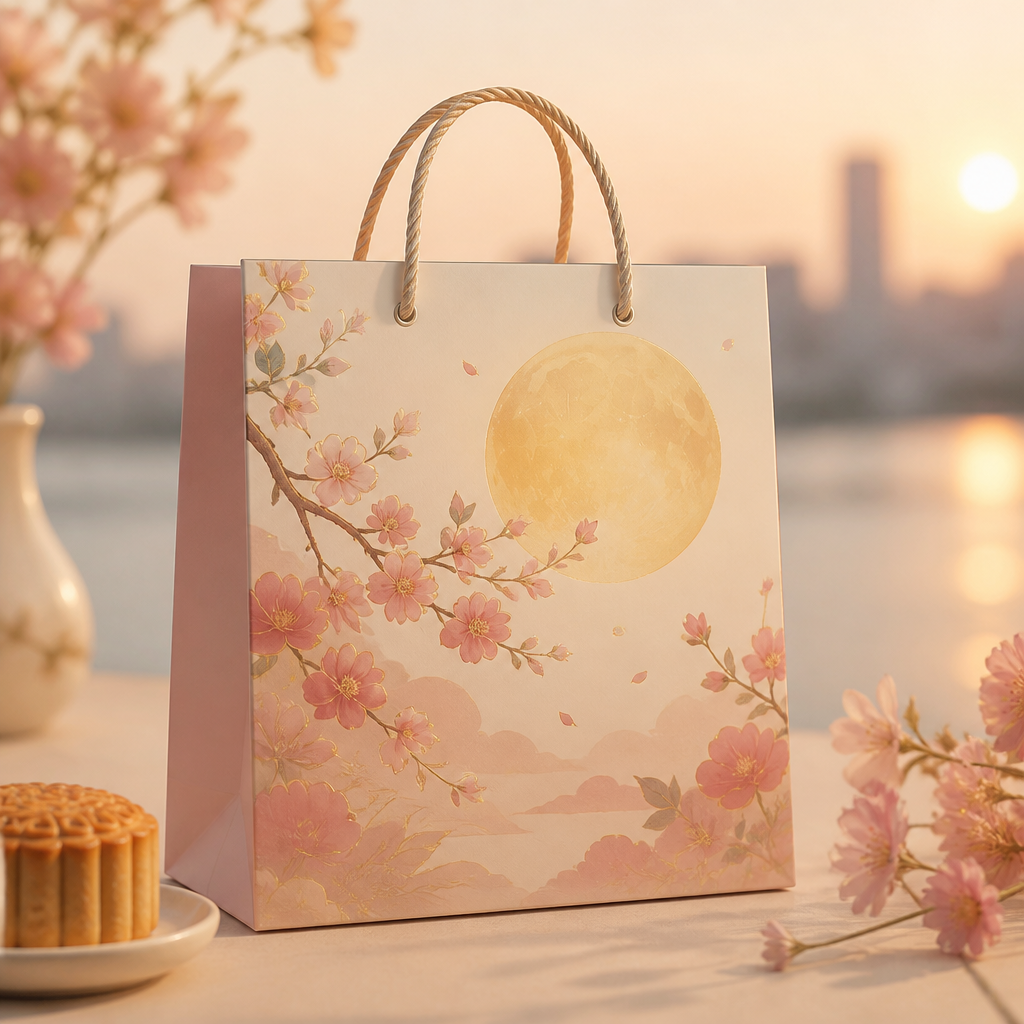 Túi giấy đựng bánh trung thu với thiết kế cá nhân hóa, in logo và họa tiết độc quyền
