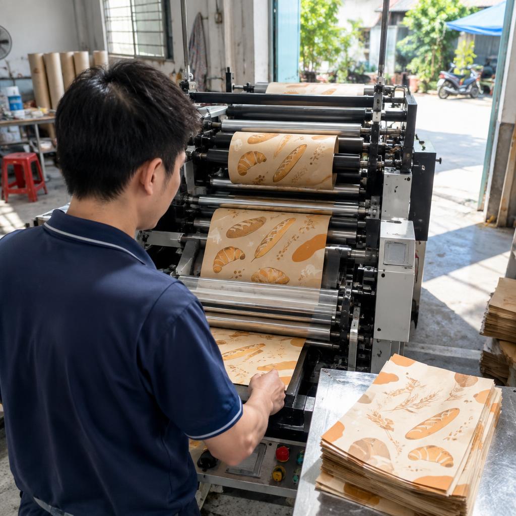 Máy móc hiện đại trong xưởng in túi giấy chuyên nghiệp