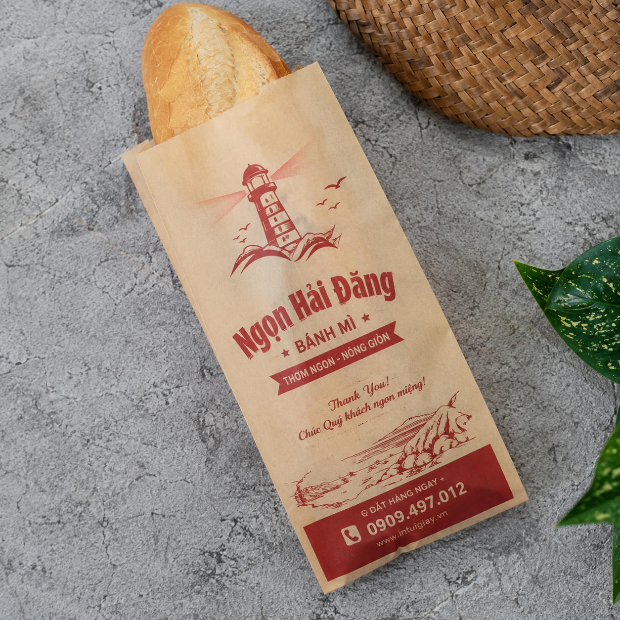 In túi giấy bánh mì Ngọn Hải Đăng
