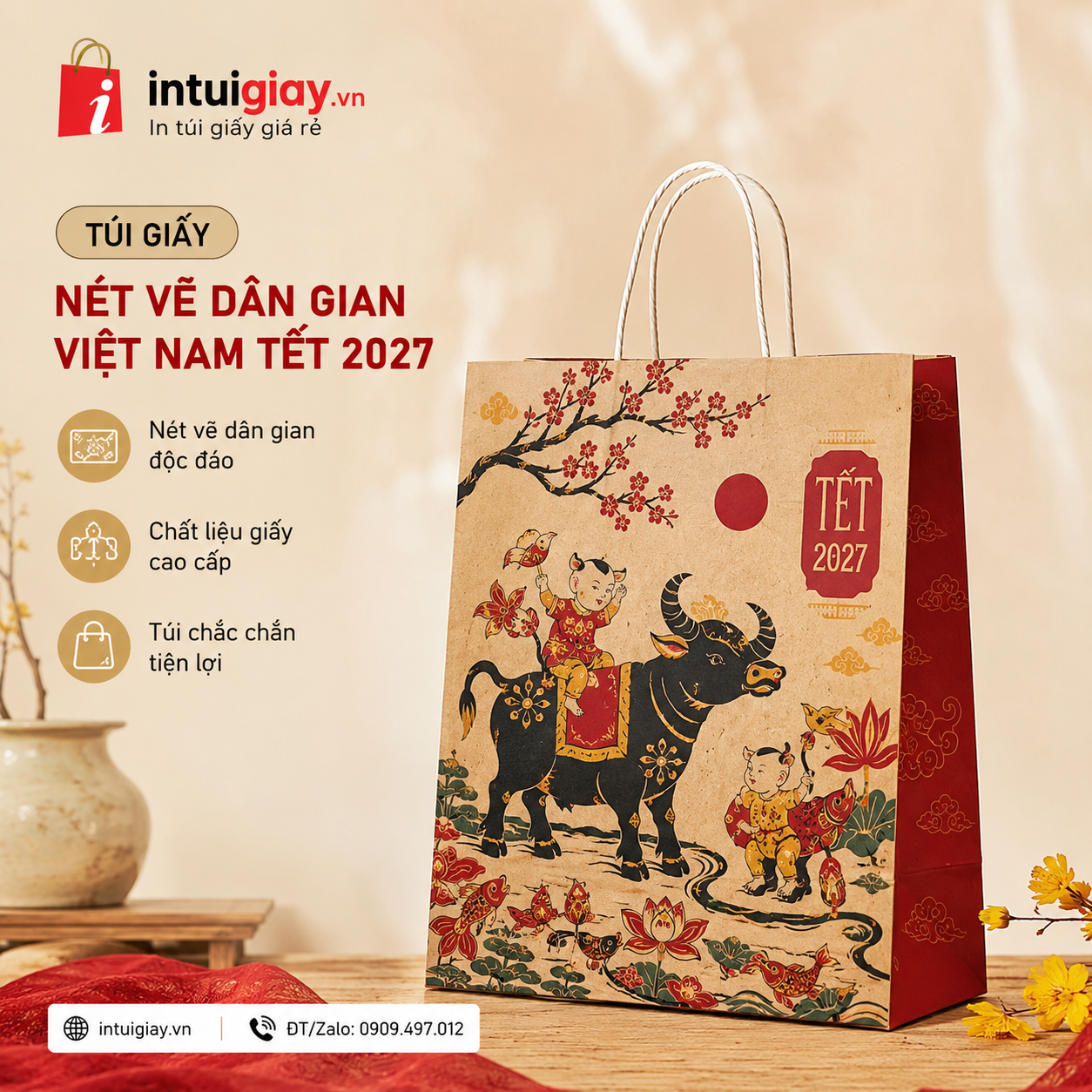 Túi Giấy Nét Vẽ Dân Gian Việt Nam Tết 2027
